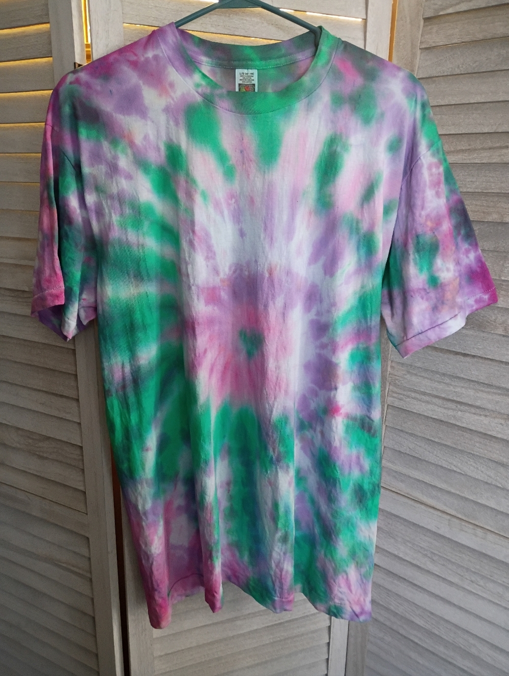 Custom Men's Fruit Of The Loom Size Large Green Tie-Dye Short Sleeve Tee